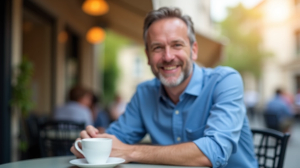 Due persone che conversano in francese in un caffè parigino con caffè sul tavolo